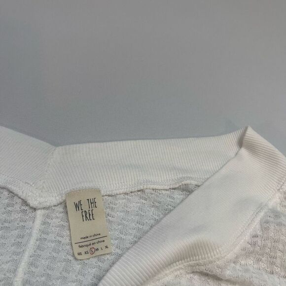 Free People Southside White Waffle Thermal Knit Top Size Small - Picture 2 of 9